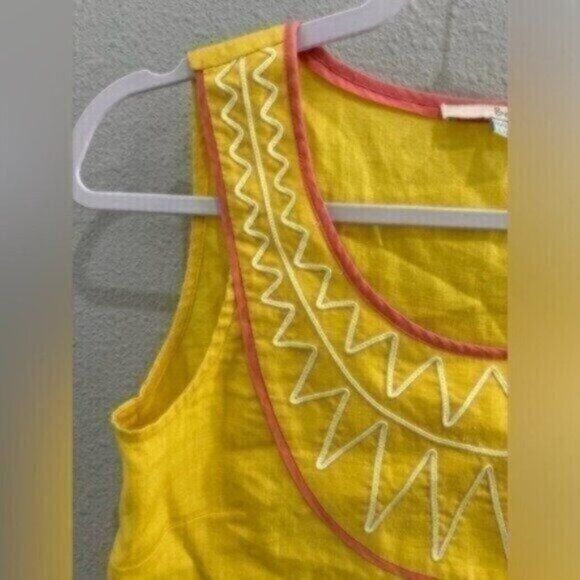Boden Linen Embroidered Sleeveless Top Bright Mod Kitschy Colorful - Picture 2 of 6